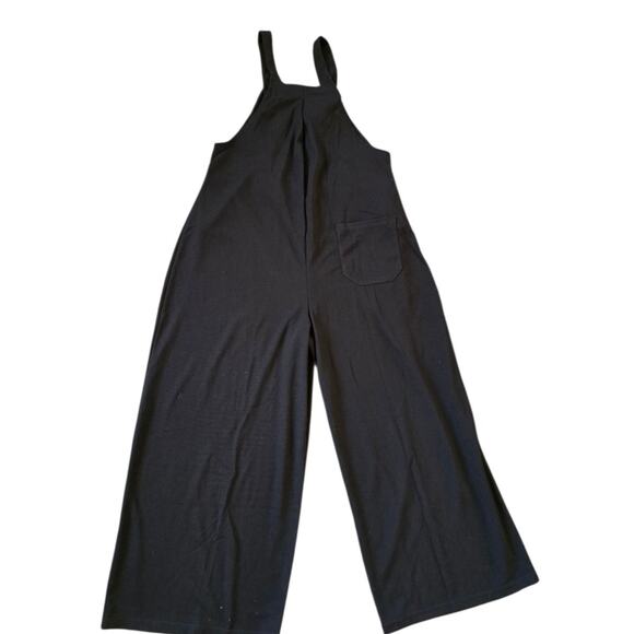 Halara Adjustable Strap Button Multiple Pockets Waffle Casual Overalls Black M - Picture 3 of 9